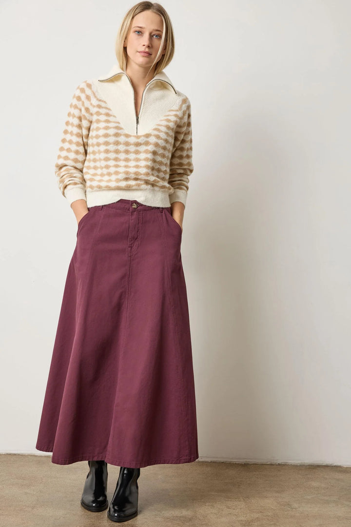 MIXED STITCH HALF ZIP SWEATER