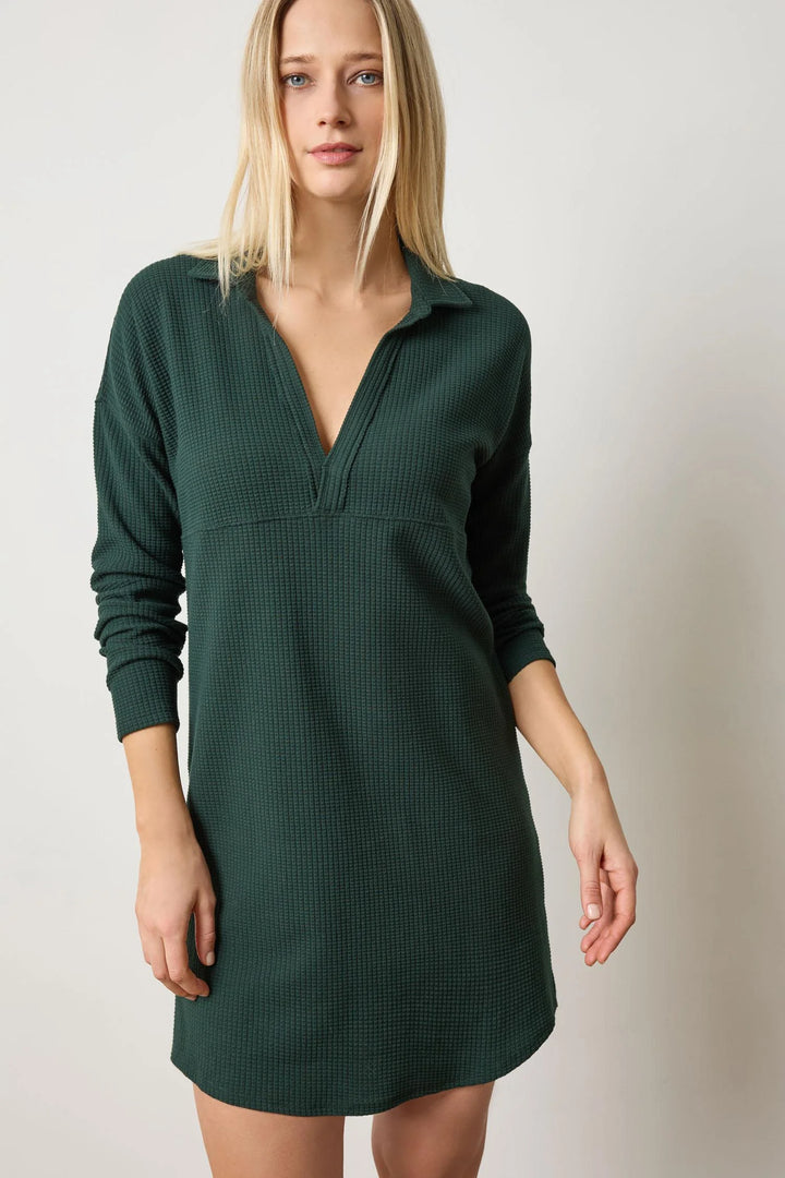 SPLIT NECK COLLARED DRESS