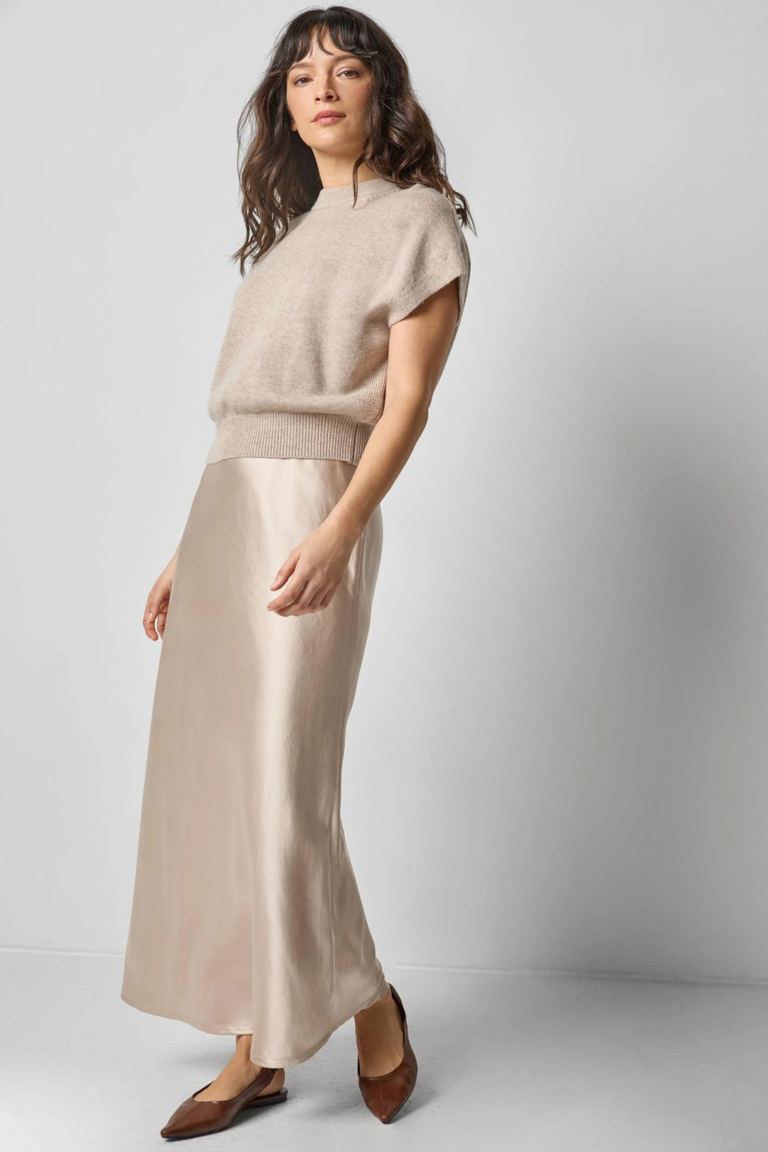 SATIN SLIT FRONT SKIRT