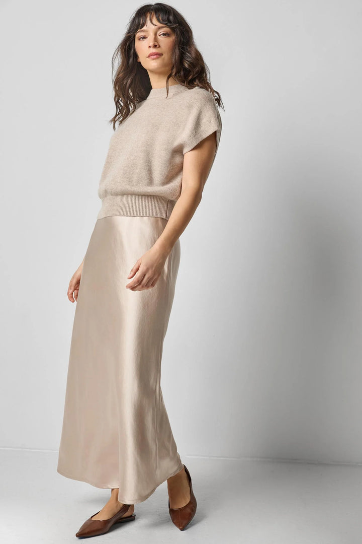 SATIN SLIT FRONT SKIRT