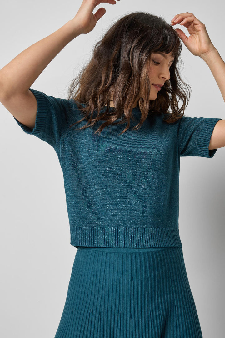 SHORT SLEEVE SPARKLE SWEATER