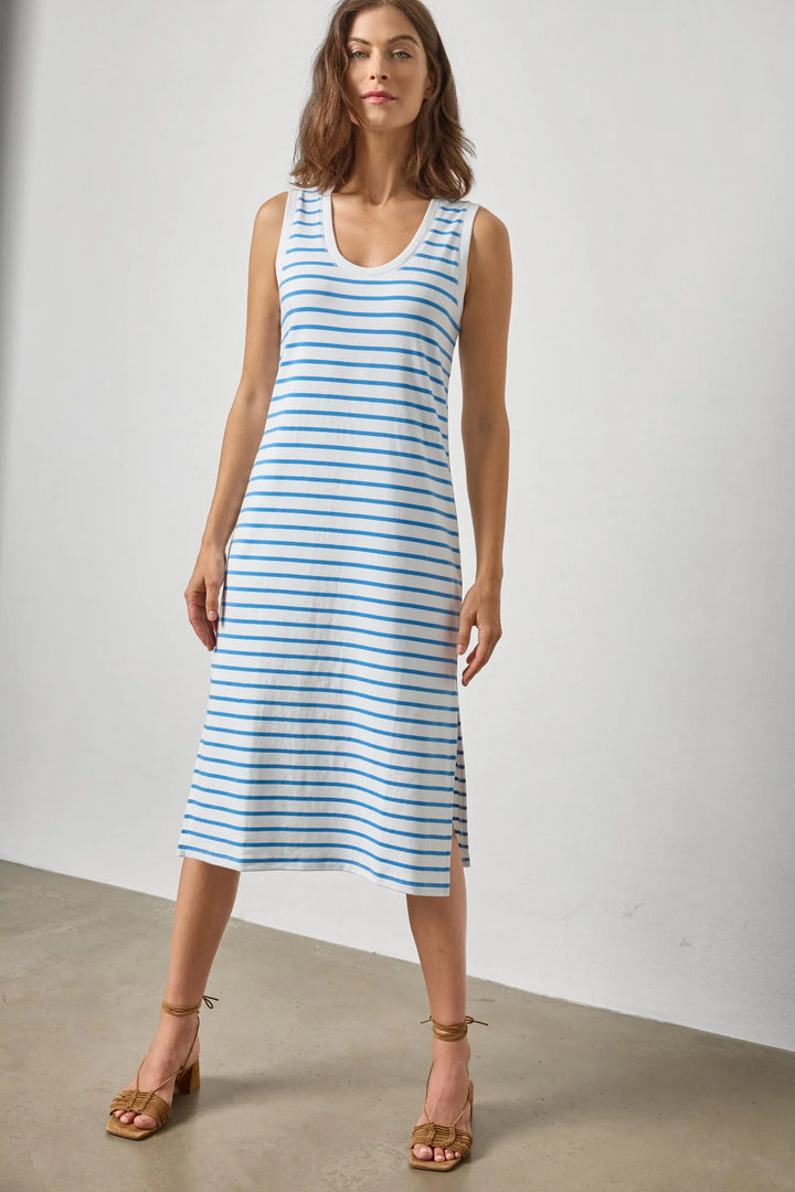 RIB STRIPE SIDE SLIT TANK DRESS