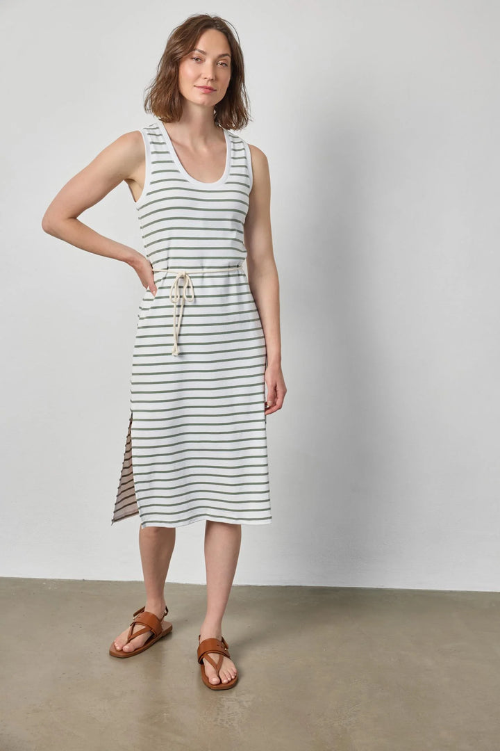 RIB STRIPE SIDE SLIT TANK DRESS