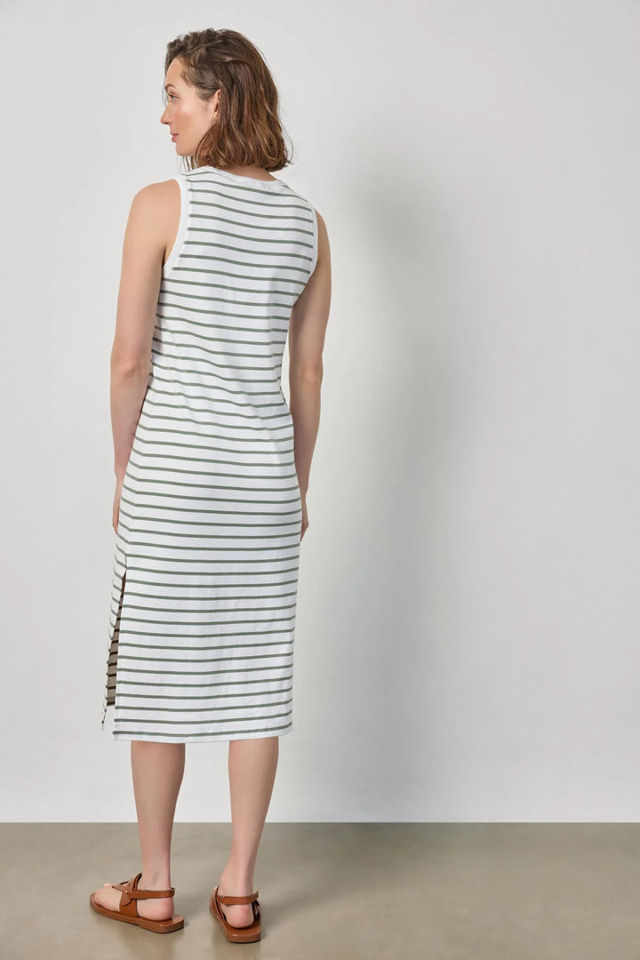 RIB STRIPE SIDE SLIT TANK DRESS