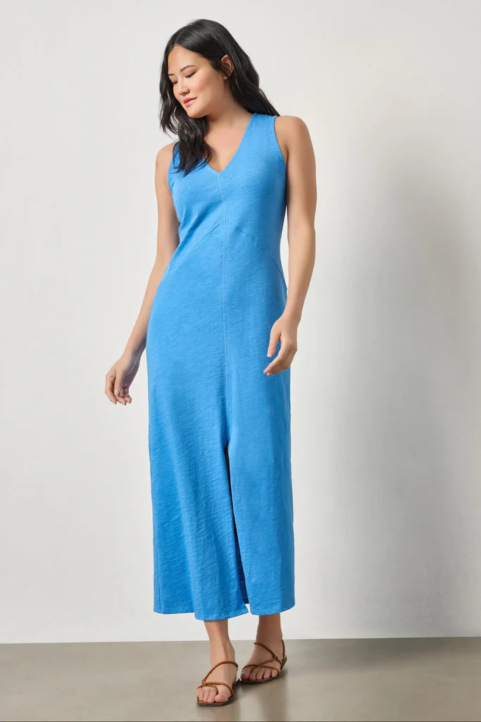 V NECK SEAMED MAXI DRESS
