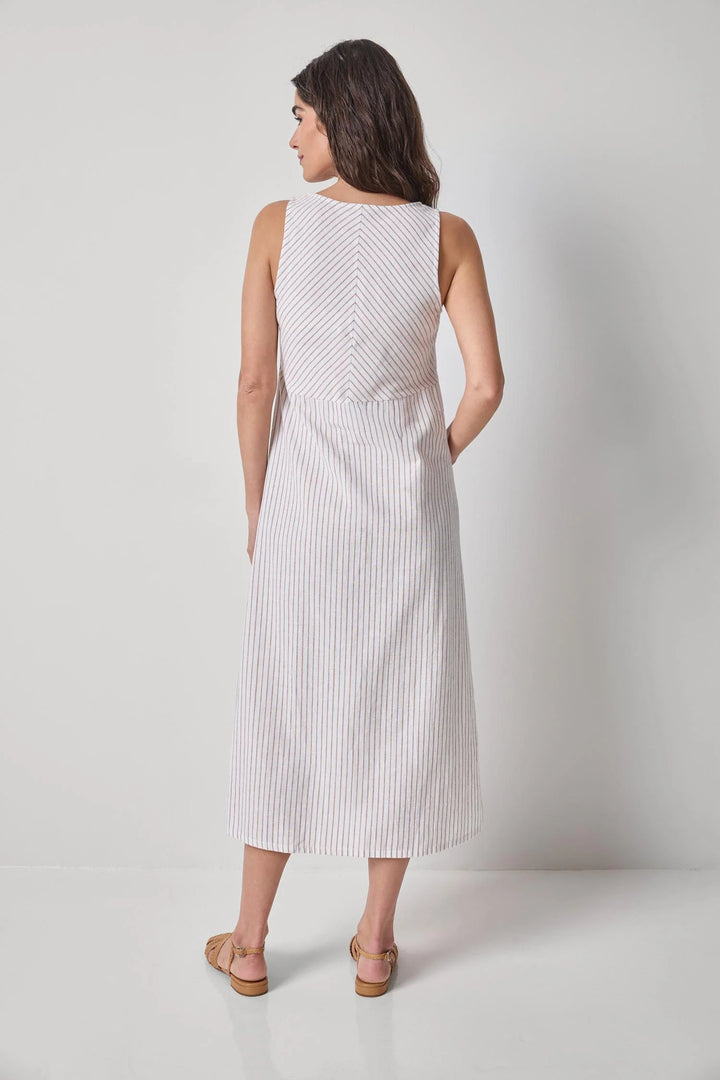 STRIPED KEYHOLE MIDI DRESS