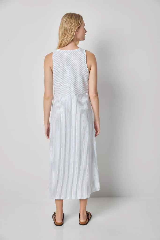 STRIPED KEYHOLE MIDI DRESS