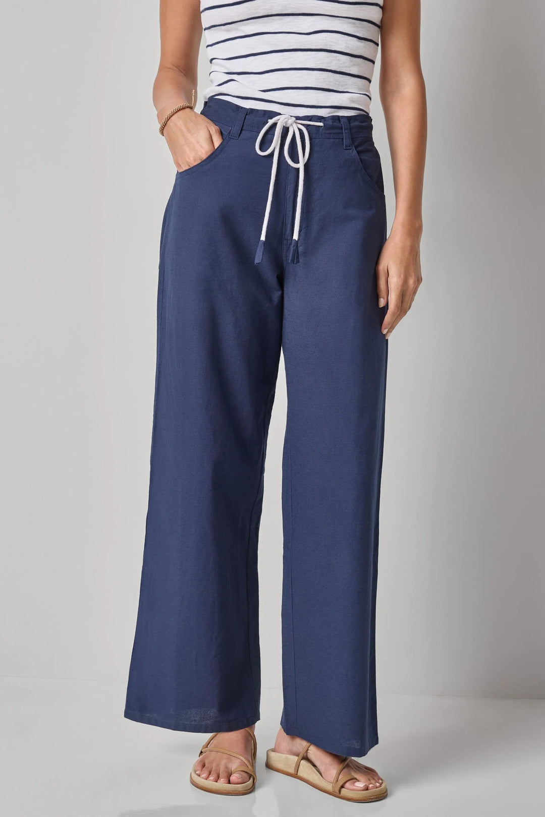 LINEN BLEND STRAIGHT LEG PANT