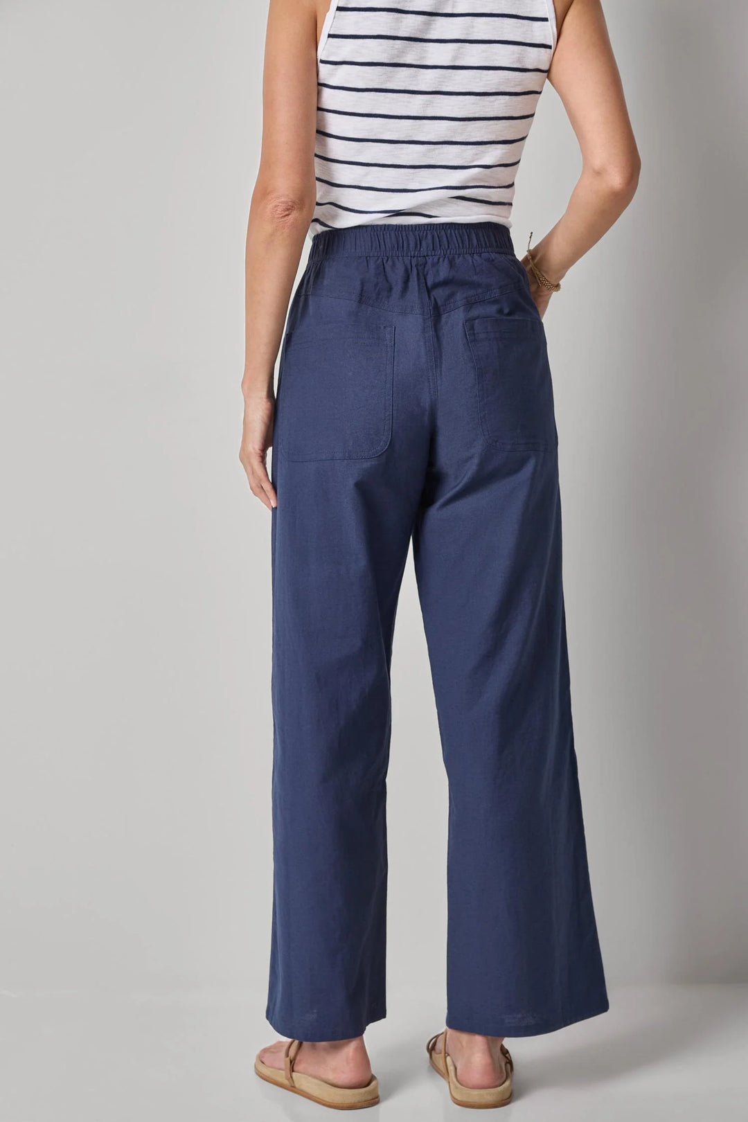 LINEN BLEND STRAIGHT LEG PANT