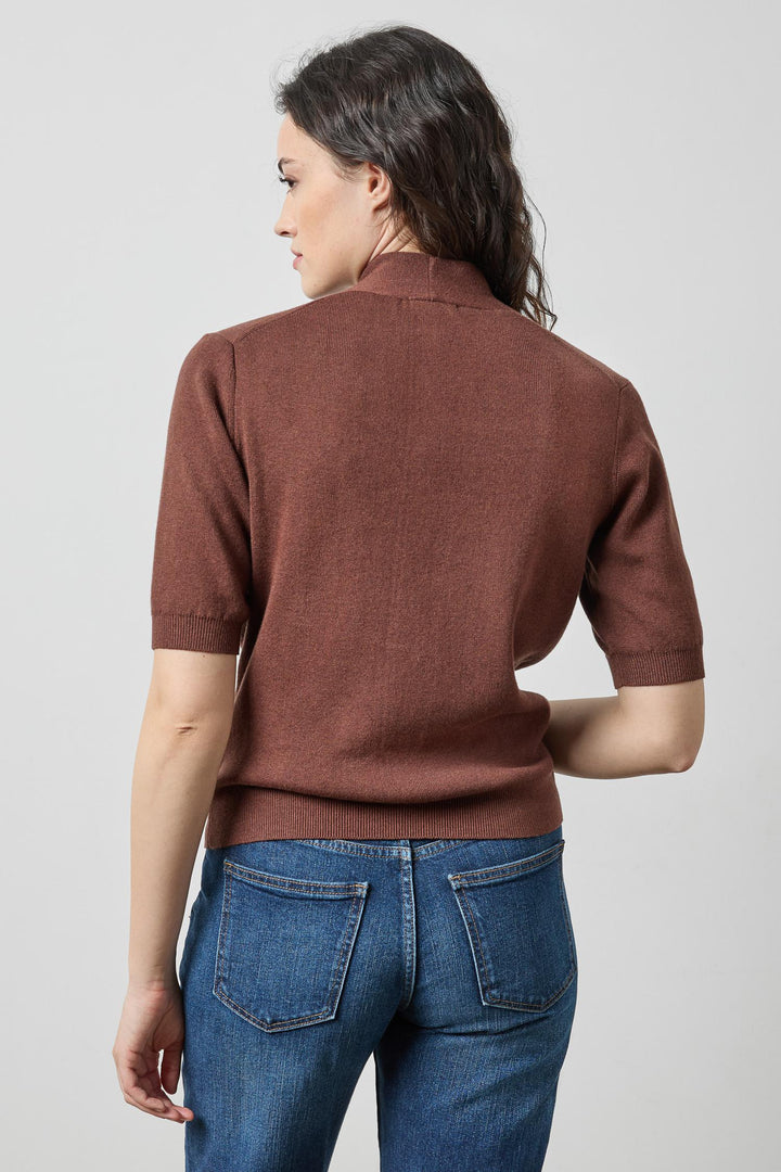 V NECK ELBOW SLEEVE SWEATER