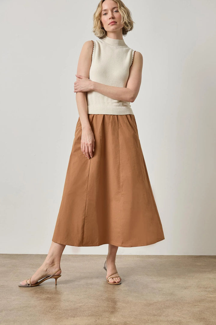 MIXED MEDIA MOCK NECK DRESS