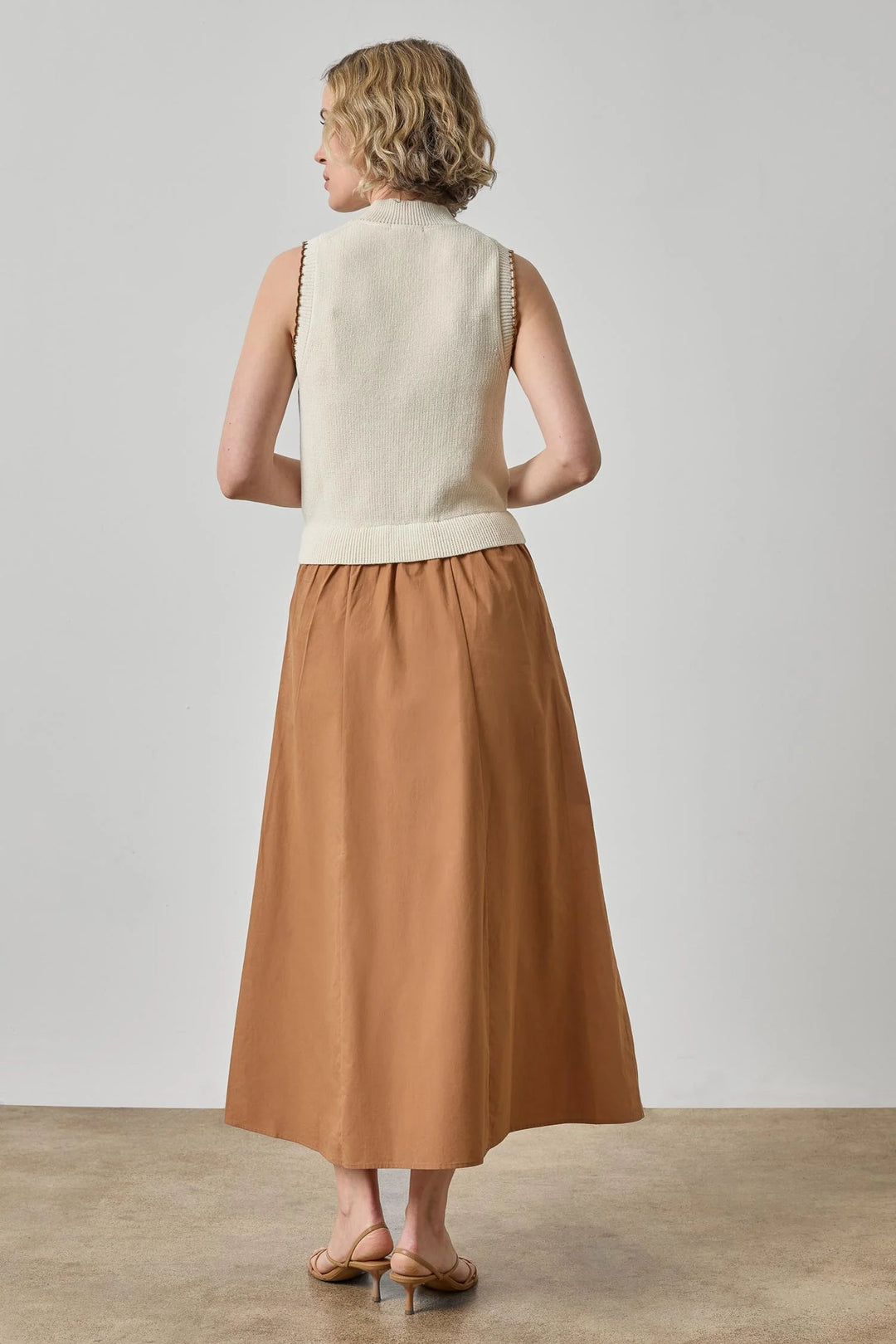 MIXED MEDIA MOCK NECK DRESS