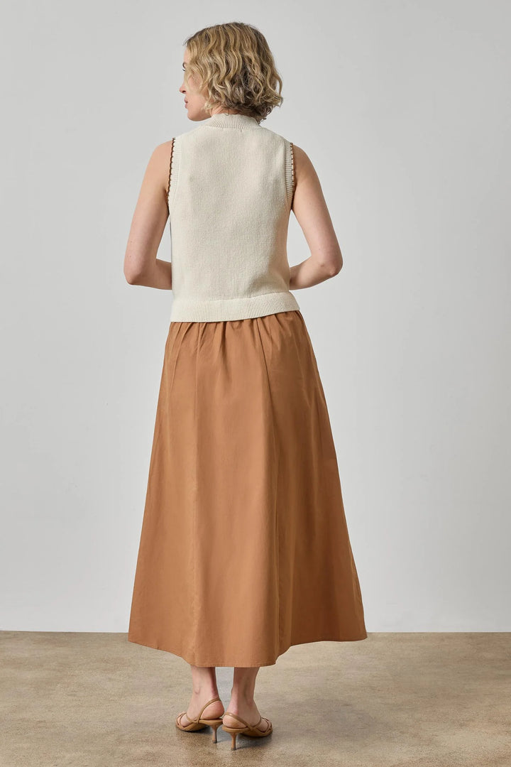 MIXED MEDIA MOCK NECK DRESS