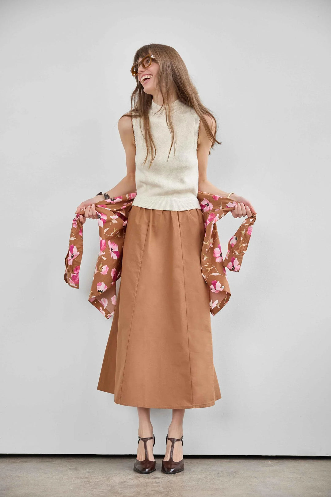 MIXED MEDIA MOCK NECK DRESS