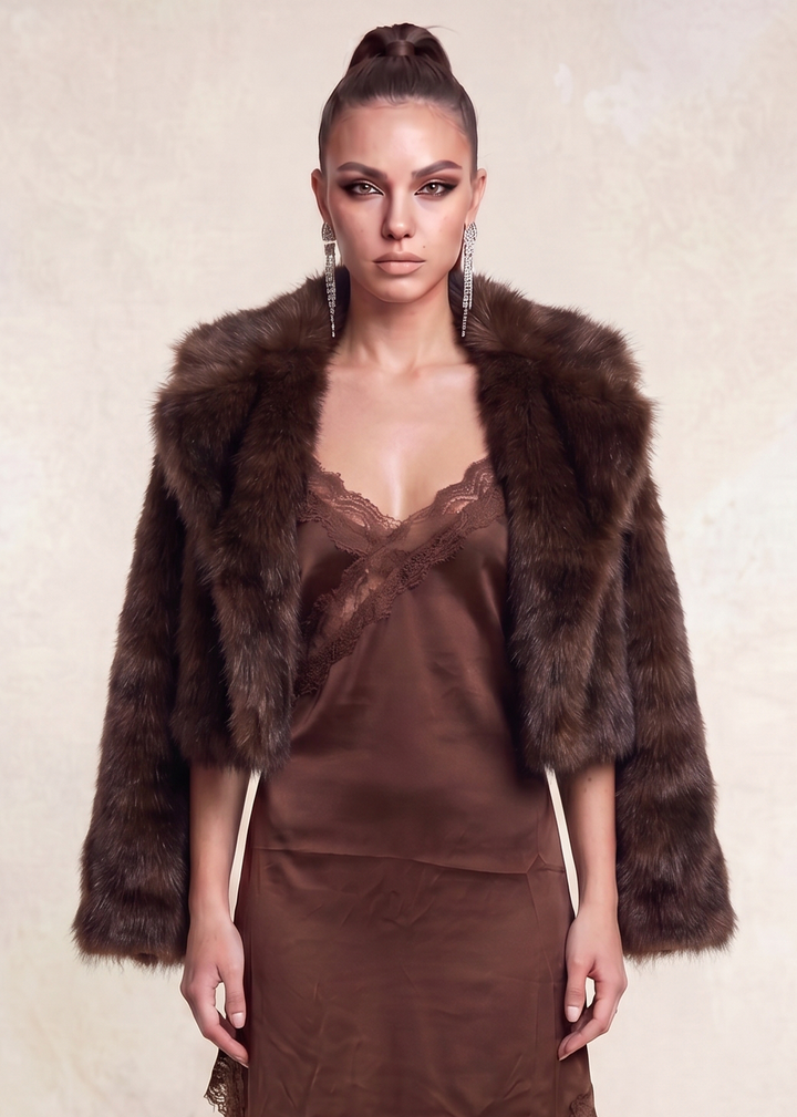 FAUX FUR NOTCHED COLLAR JACKET