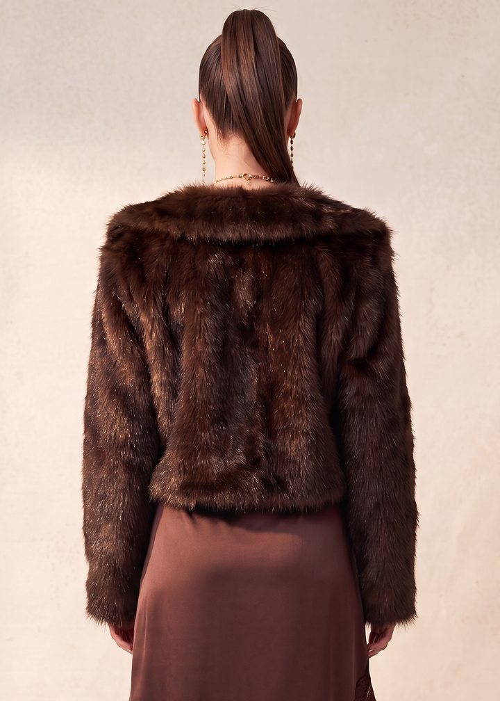 FAUX FUR NOTCHED COLLAR JACKET