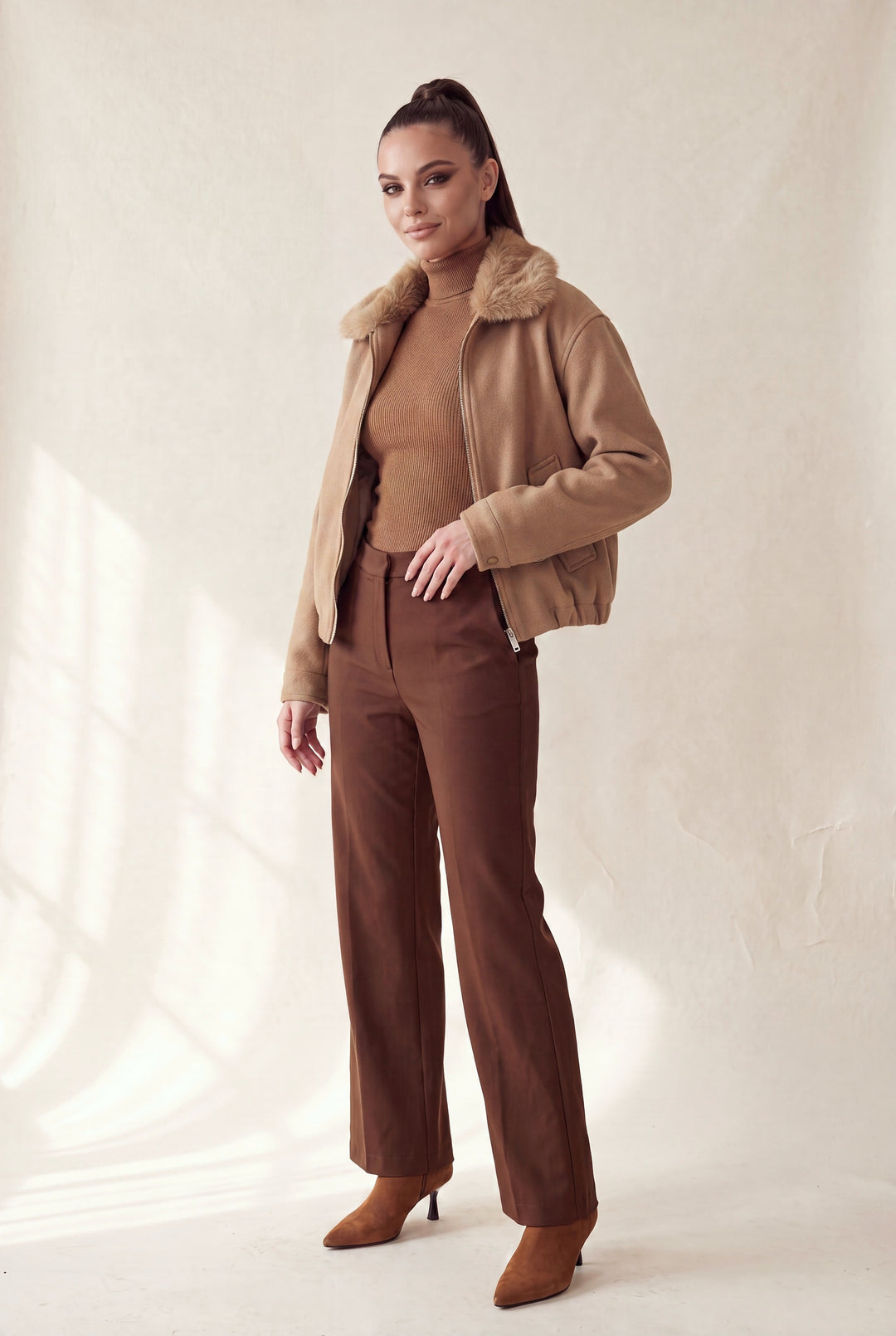 COLLARED ZIP-FRONT JACKET