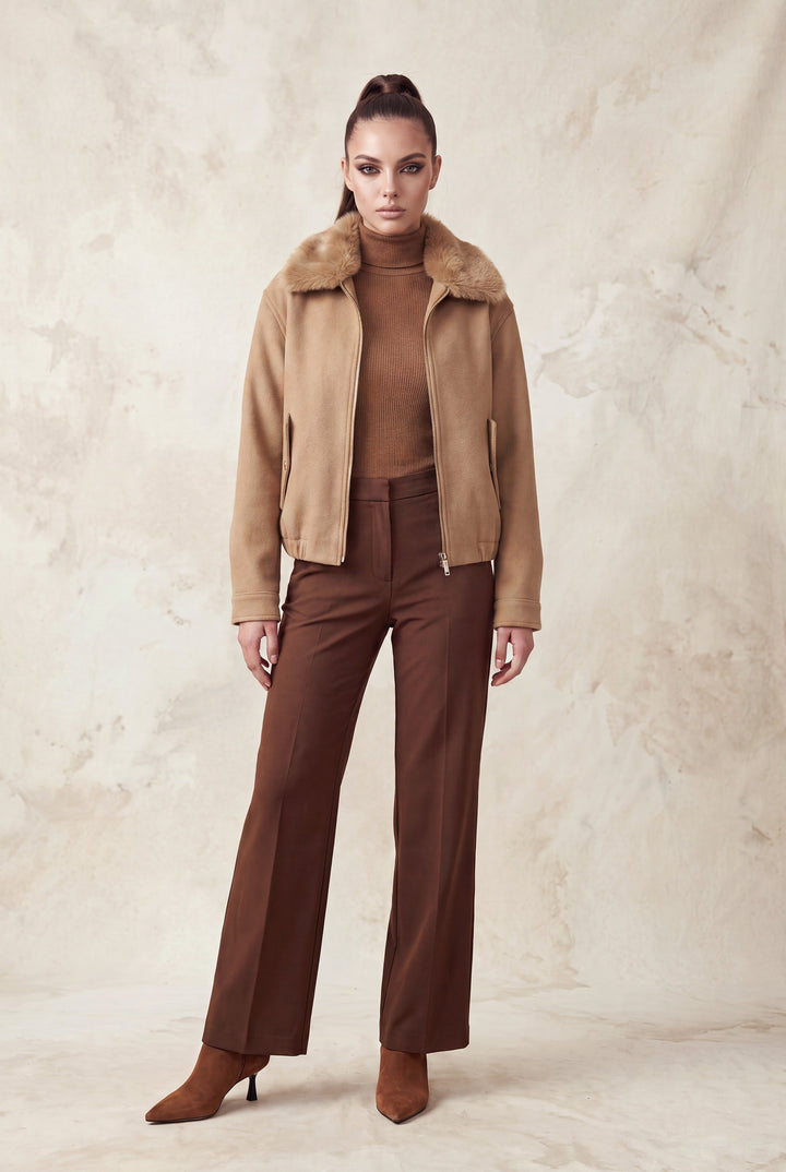 COLLARED ZIP-FRONT JACKET
