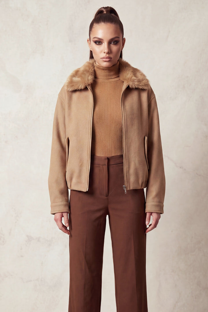 COLLARED ZIP-FRONT JACKET