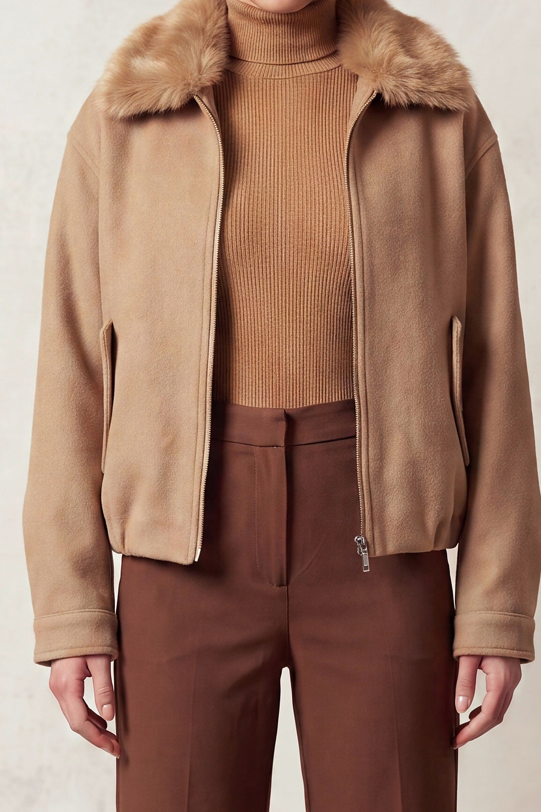 COLLARED ZIP-FRONT JACKET