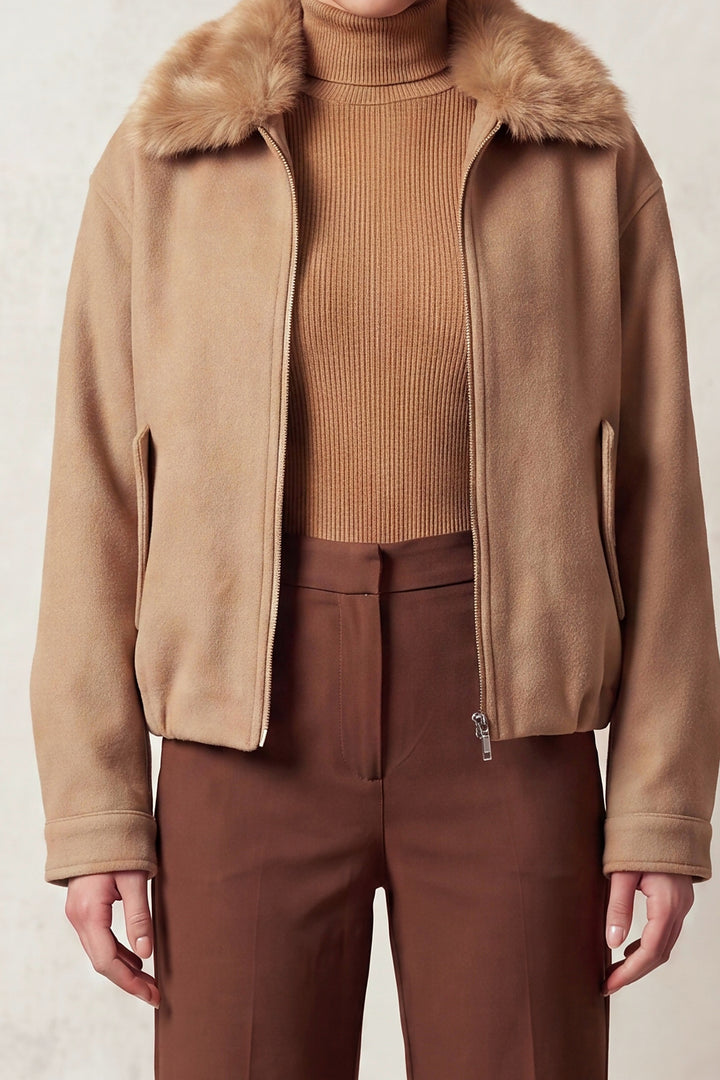 COLLARED ZIP-FRONT JACKET
