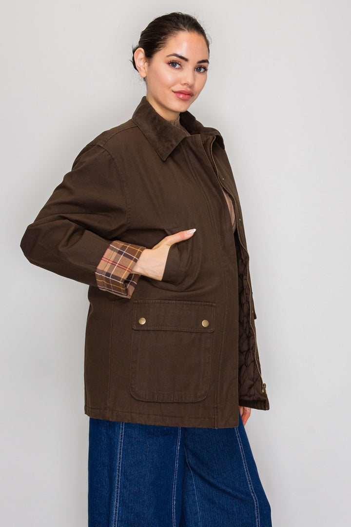 CORDUROY COLLAR PLACKET UTILITY JACKET