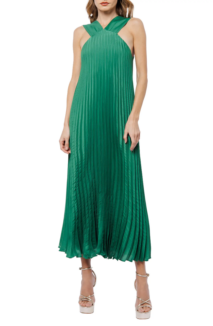 MELISA PLEATED HALTER DRESS