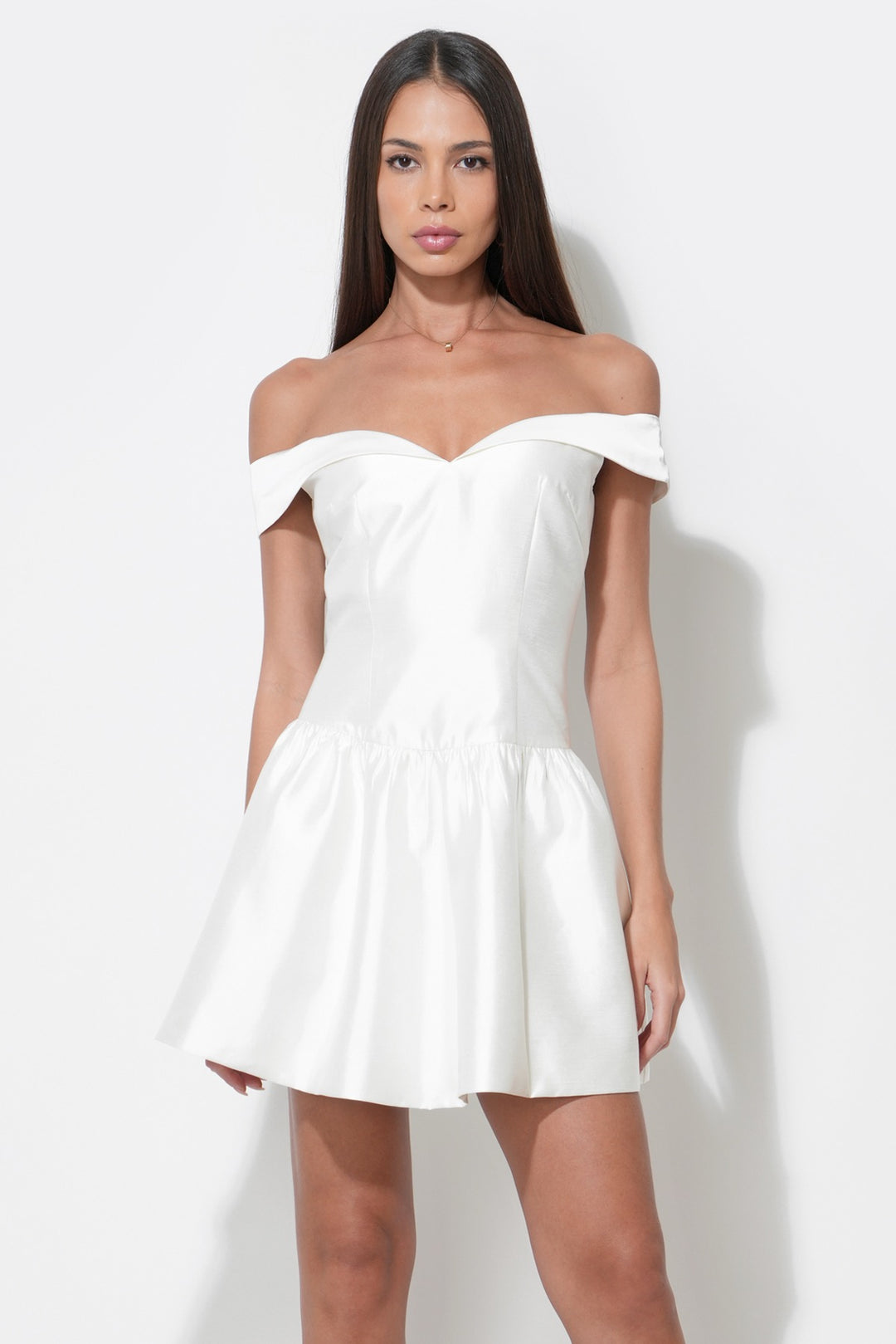 off the shoulder drop waist dress Women's Cinnamon Off-Shoulder Mesh Midi XS/XS/S/M/L/XL/Customize Brown MEAN BLVD Brown / Customize elegant look Darcy Off Shoulder Satin Drop