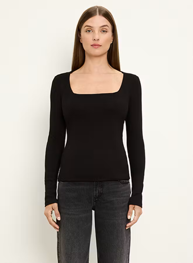 DELANEY SQUARE NECK LONG SLEEVE TOP
