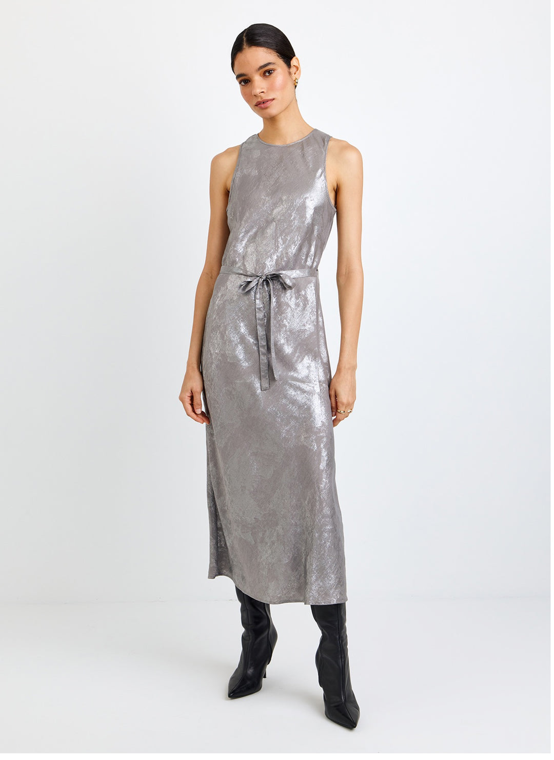 silver metallic slip dress Silver Metallic Dress Silver Slip Dress Long Maxi Slip Dress Cowl Neck Metallic Dress Sasha Metallic Maxi Dress