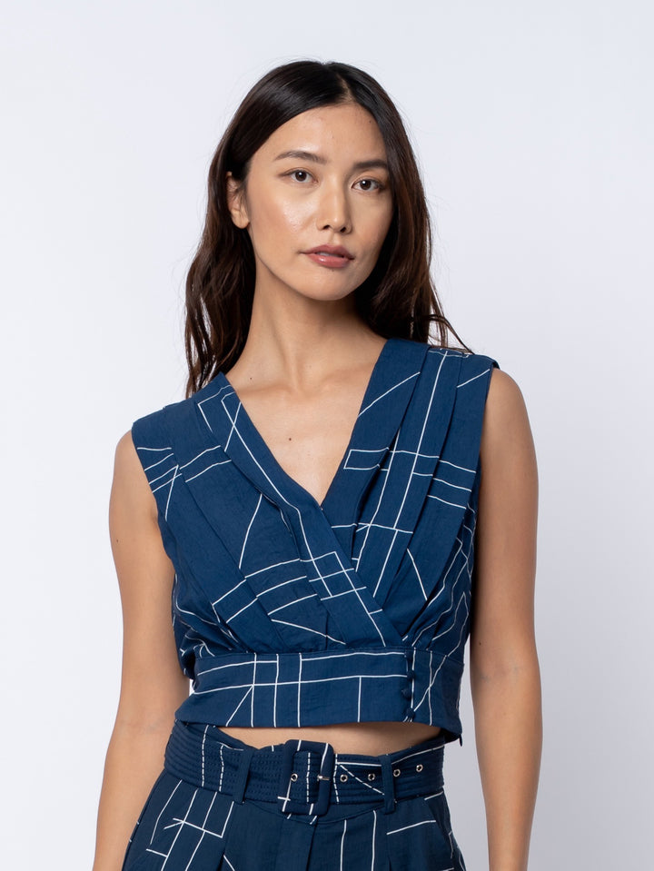 ADRINA PLEATED SURPLICE CROP TOP