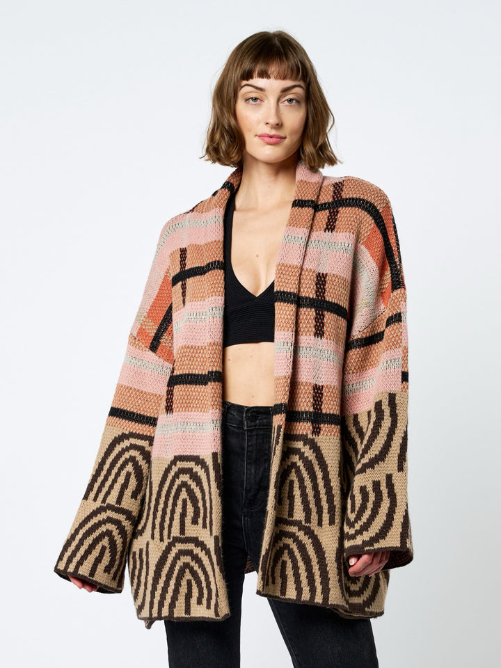 IRENE ABSTRACT PRINT KNIT CARDIGAN