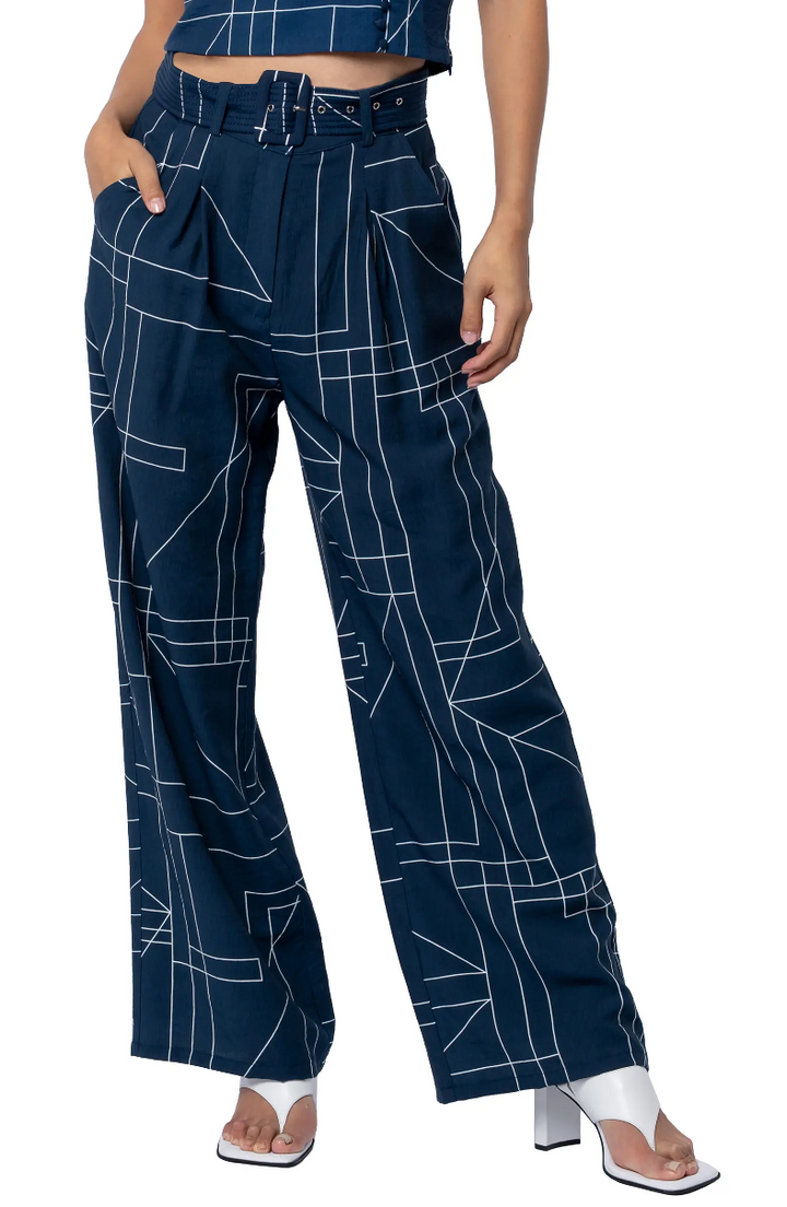 SYDNEY TOP-STITCHED WIDE LEG PANTS