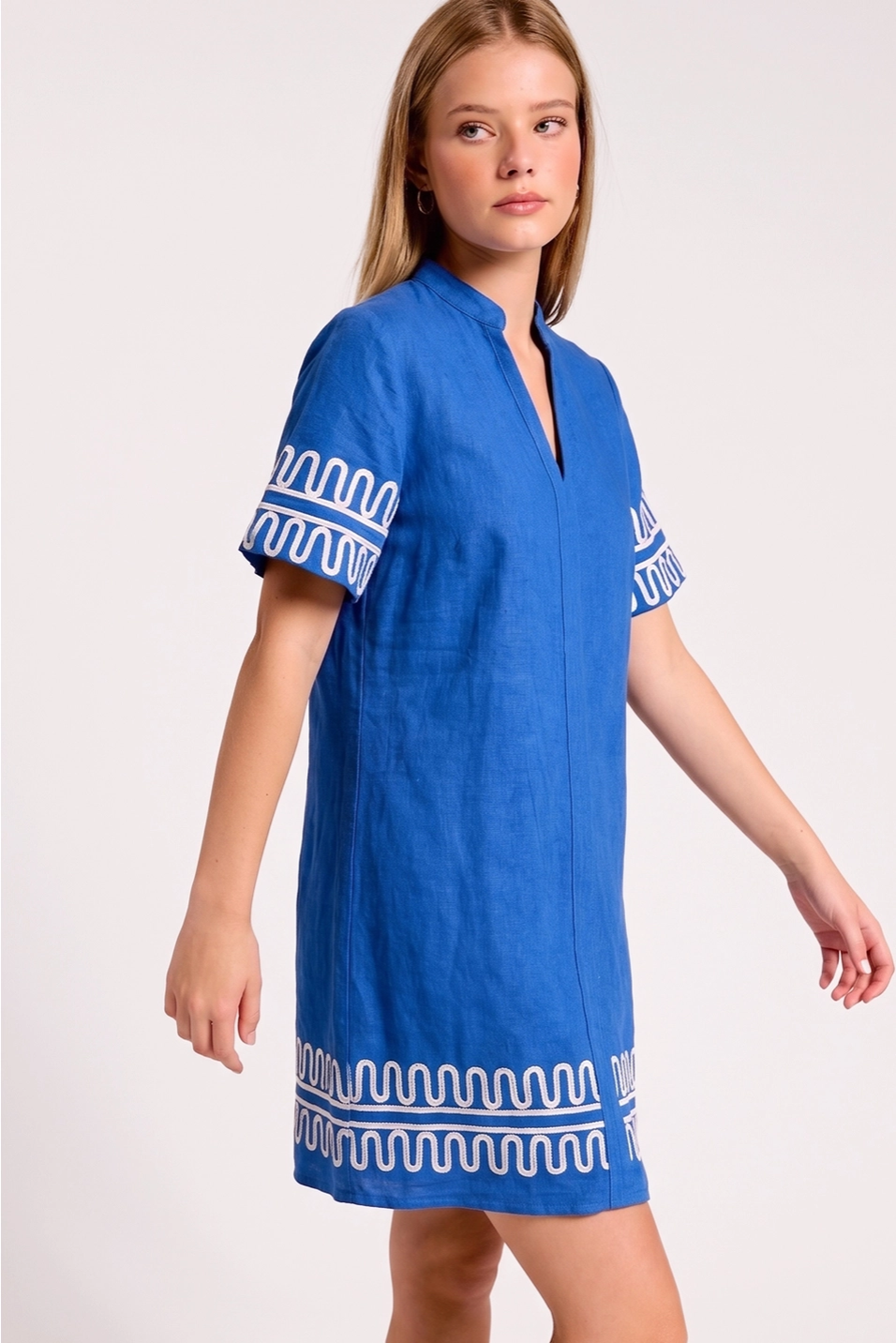 LOOPY TRIM RUFFLE DRESS