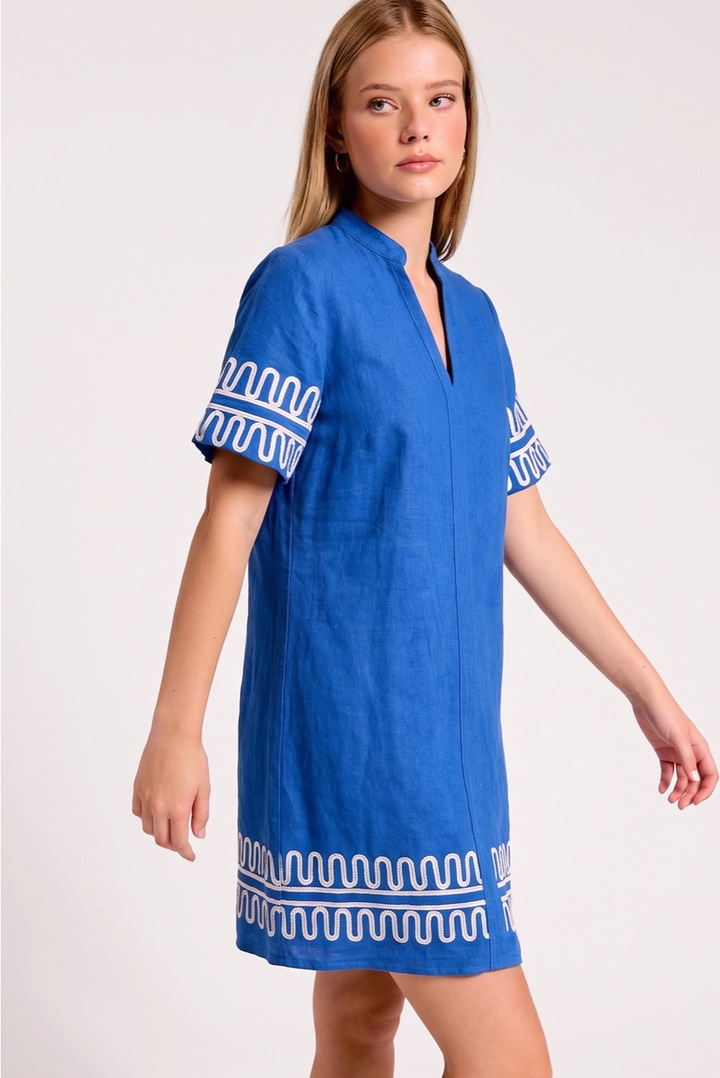 LOOPY TRIM RUFFLE DRESS