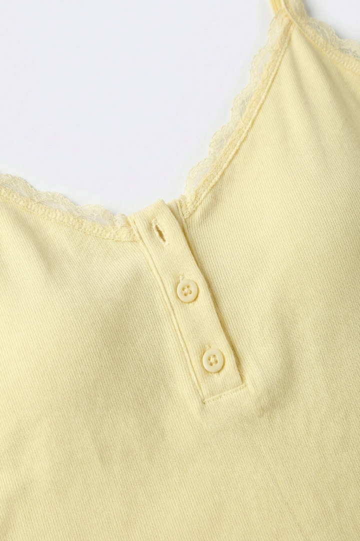 RIBBED KNIT TANK TOP WITH BUTTON DETAIL