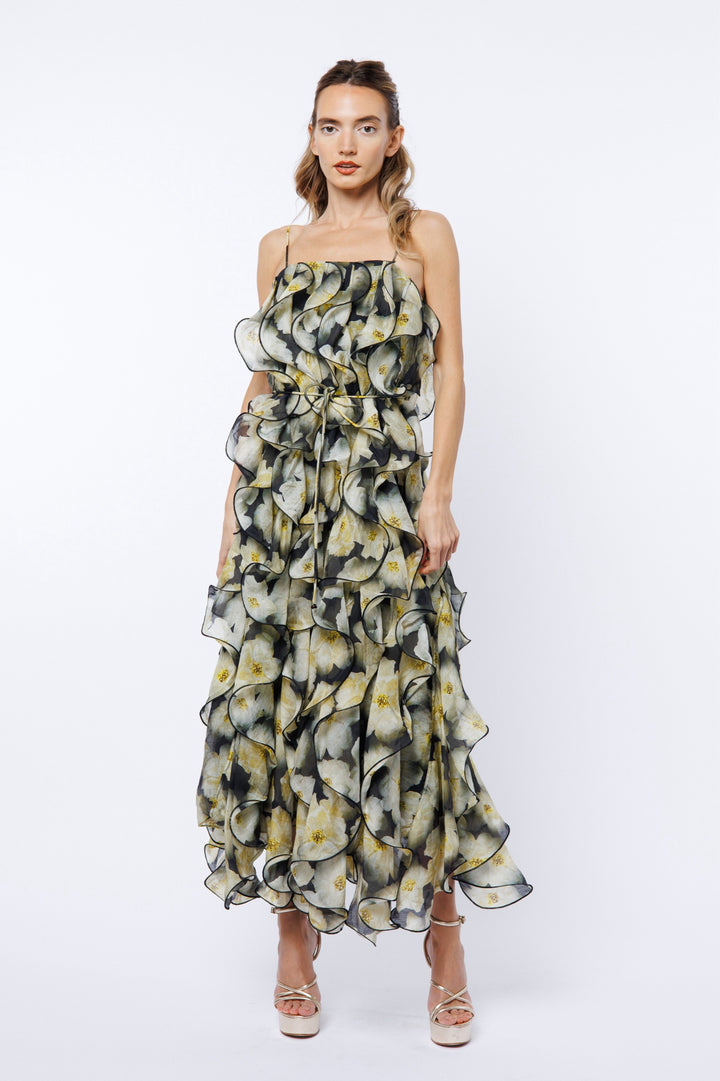 IRINA RUFFLED MIDI DRESS