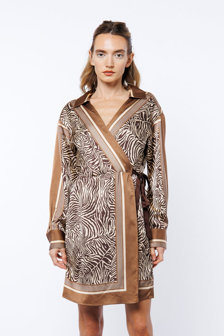 CLEMMIE DROP SHOULDER WRAP MINI DRESS