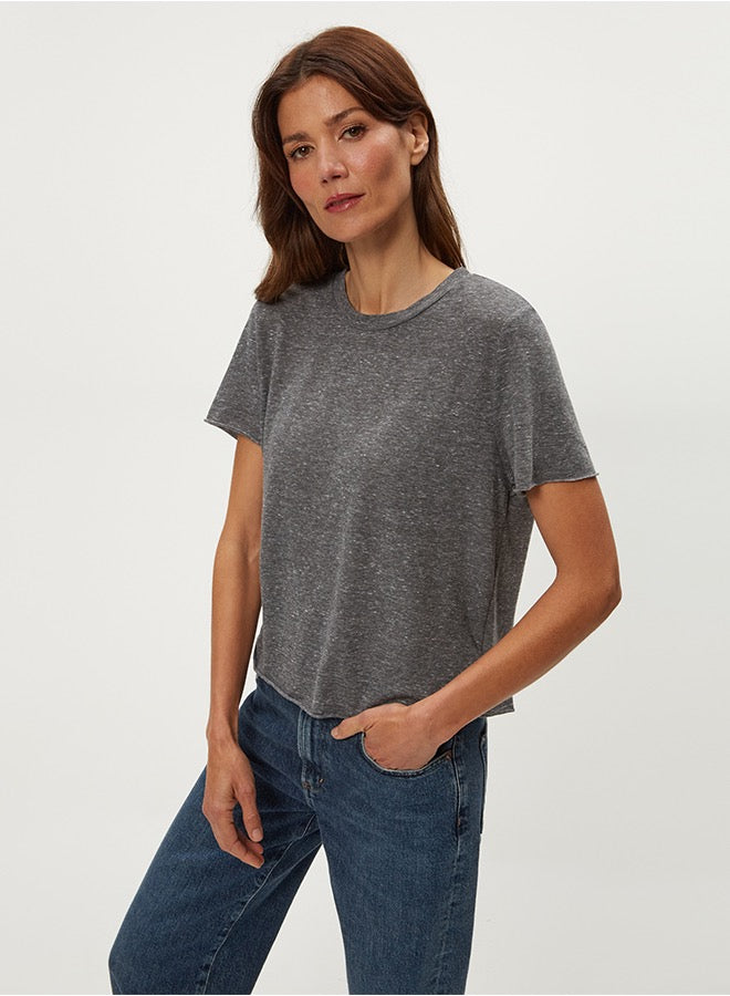JACKIE RAW EDGE CREW NECK TEE