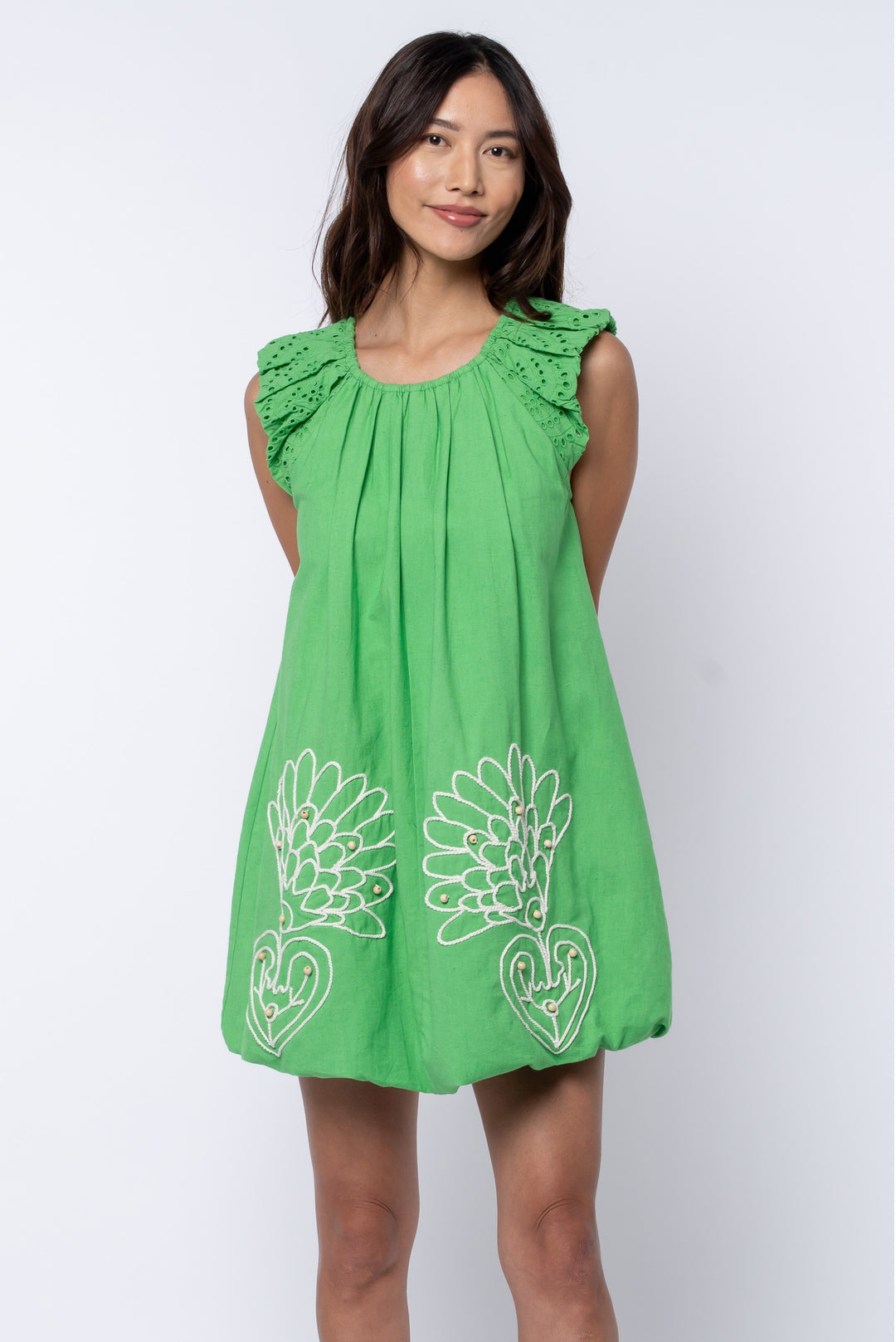 CHELI EMBROIDERED FLOWER MINI DRESS