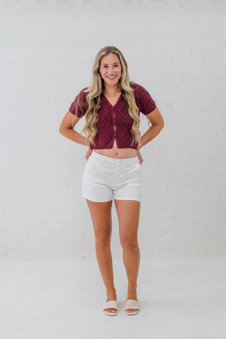 SHORT SLEEVE BUTTON DOWN CARDIGAN