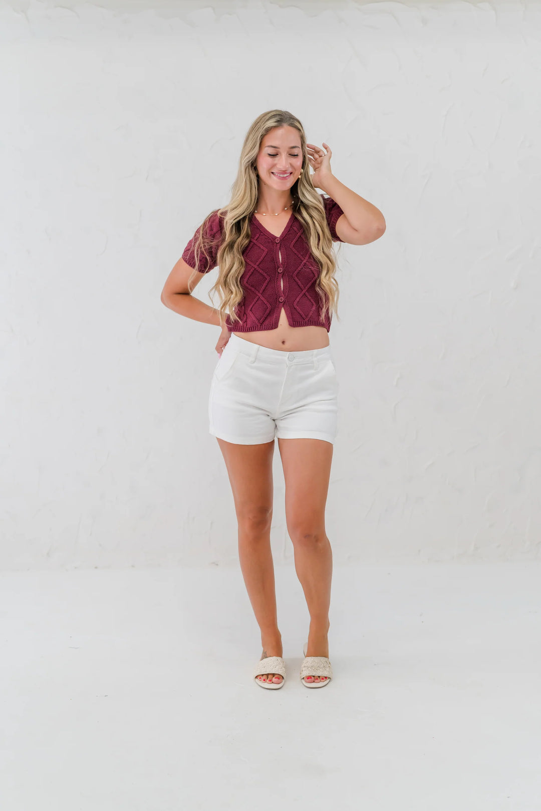 SHORT SLEEVE BUTTON DOWN CARDIGAN