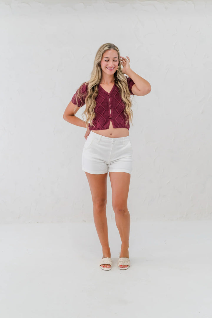 SHORT SLEEVE BUTTON DOWN CARDIGAN