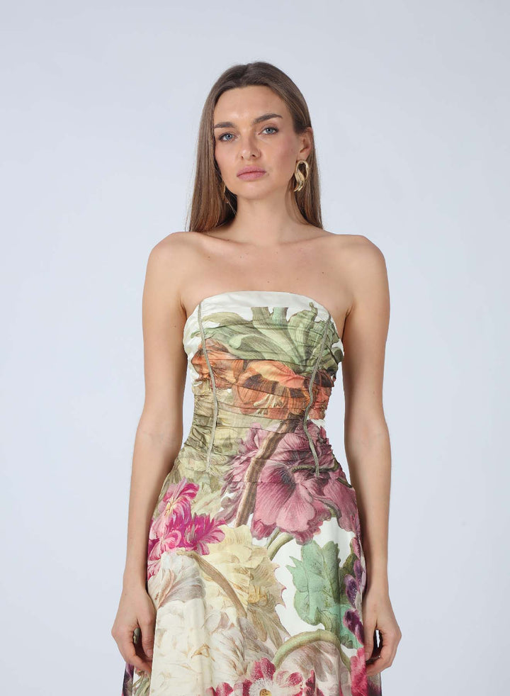 JOSEPHINE STRAPLESS MIDI DRESS