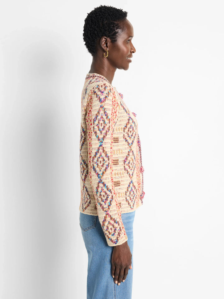 KNIT WEAVING TRIMMED JACKET