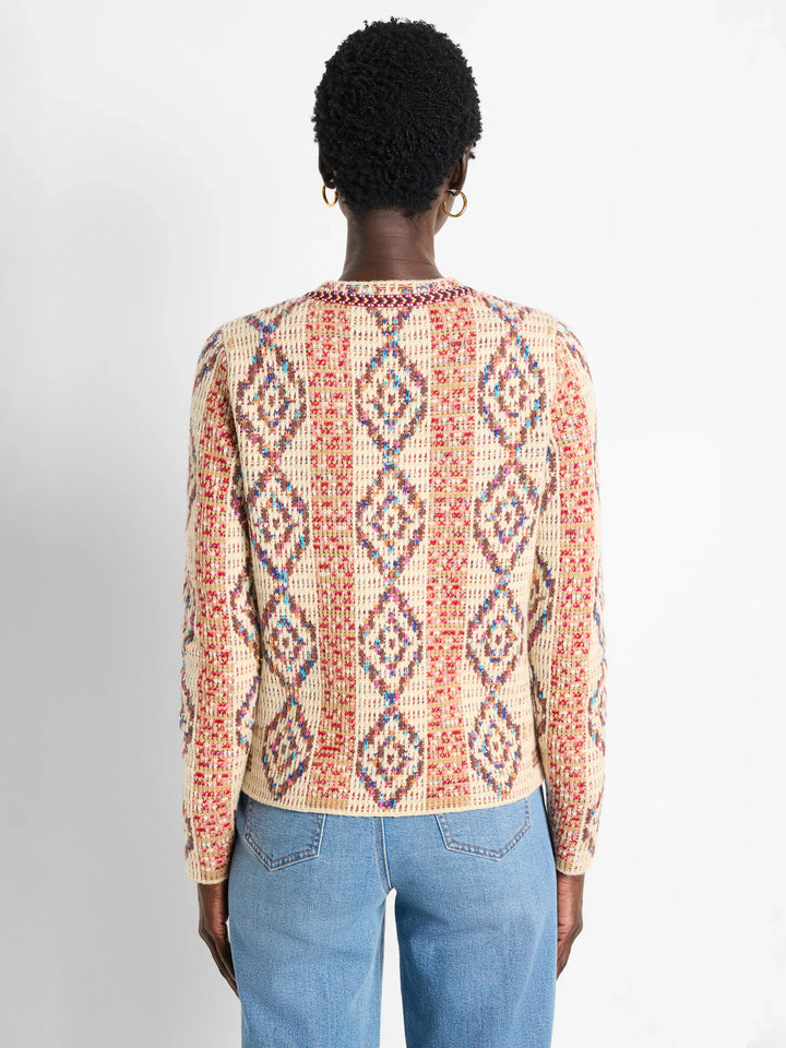KNIT WEAVING TRIMMED JACKET