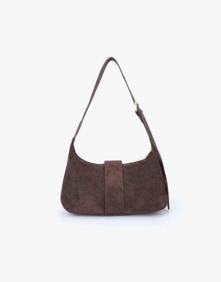 SANA SHOULDER FAUX SUEDE CHOCOLATE