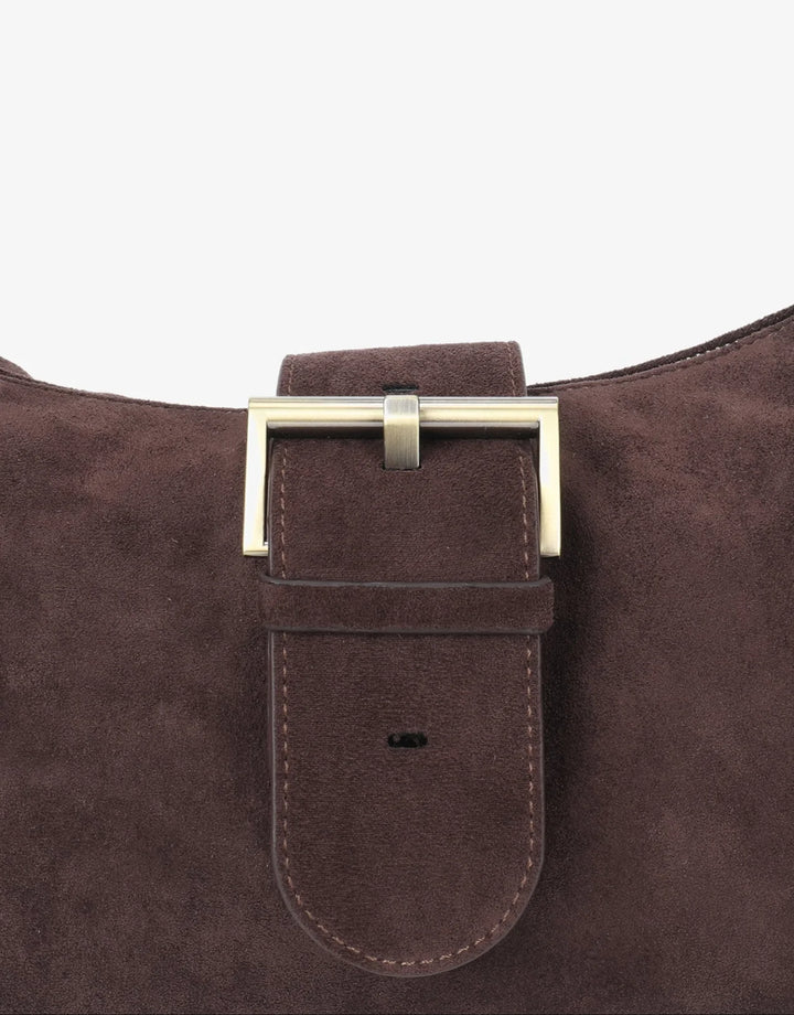 SANA SHOULDER FAUX SUEDE CHOCOLATE