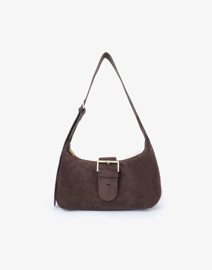 SANA SHOULDER FAUX SUEDE CHOCOLATE