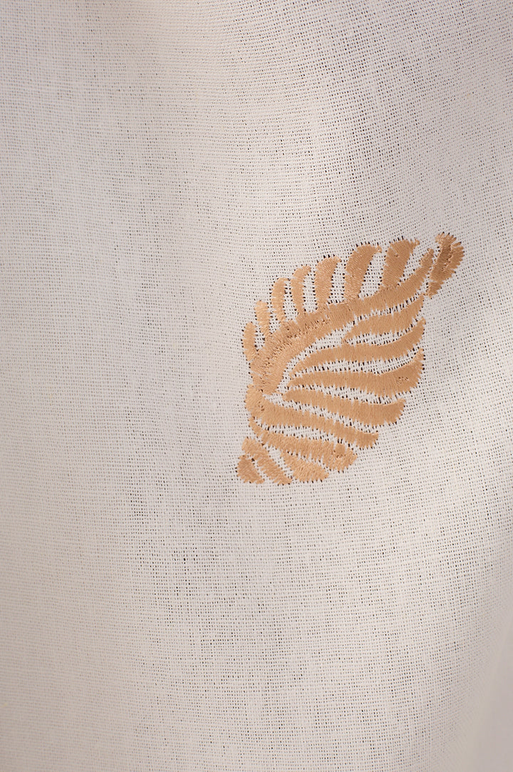 Off-white Shell Embroidered Draped Linen Maxi Skirt